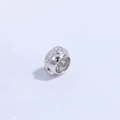 Detailed close-up of S925 sterling silver hollow barrel bead with clear zircon crystals - Three Round Zircons / White Gold