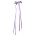 Elegant purple satin double bow hair clip with long flowing ribbon streamers - Lavender