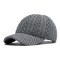 Casquette de baseball en maille torsadée grise avec rebord côtelé pour l'hiver - Réglable / Gris