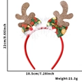 Christmas headband with brown sequin reindeer antlers, red bows and white feather trim - Reindeer Antler Bow Style