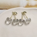 Detail of transparent cherry pendants with gold leaves for DIY jewelry making - Gold/Transparent
