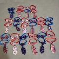 Independence Day pet bow ties and neckties with red, white, and blue stars and stripes patterns - Bow Tie And Necktie Large Set