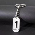 Poliertem Edelstahl Schlüsselanhänger mit Lucky Nummer 1 Gravur für Taschen und Autoschlüssel - Zahl 1