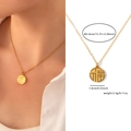 Collier avec pendentif Fu en acier titane doré avec une chaîne de 40+6cm - Collier de Bénédiction du Caractère Fu