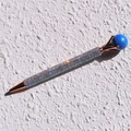 Detail of crystal ballpoint pen with colorful rhinestones and blue gemstone crown - Blue Sodalite