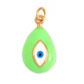 Goldener Evil Eye Anhänger in Tropfenform mit grüner Emaille für DIY-Schmuckstücke - M09 Grün Tropfenanhänger / Grün