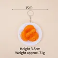 9cm realistic food keychain with orange glazed pieces on white plate and silver ring - 9cm / Orange - Keychain