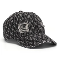 Close-up of distressed tweed texture and frayed hole details on a baseball cap - One Size / Black Grey White Mixed Distressed Style(C)