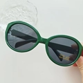 Dark green oval kids sunglasses with UV400 protection lenses and lightweight frame - Green