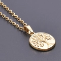 18k gold plated stainless steel necklace with round tree of life pendant charm - Necklace Set / Gold