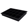 Food-grade black silicone ice tray with 15 square molds for flexible ice cube release - 15-Cavity Square Ice Tray - No Hanging Hole