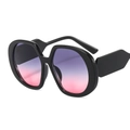 Oversized black square sunglasses featuring purple to pink gradient lenses for women - C7 Black Frame Grey Pink Lens