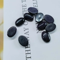 Pack of 10 oval blue sandstone cabochon stones with sparkling starry effect for jewelry - 6*8mm / Blue Sandstone (Synthetic)