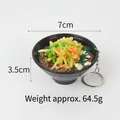 Miniature realistic buckwheat noodle bowl keychain with detailed resin food toppings - Garlic Bean Sprout Soba Noodles Keychain