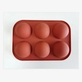 Red 6-cavity hemisphere silicone mold for DIY creative fruit candies and chocolate making - 6-Cavity Semi-Circle Squeeze Mold