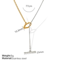 Unregelmäßige OT-Verschlusskette in zweifarbigem Gold und Silber aus Edelstahl - Bicolor Gold-Silber Pulloverkette (MYL07) / Zweifarbig (Gold & Silber)