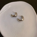 Polished silver C-shaped chunky hoop earrings with a sleek metallic finish - Silver Minimalist C-Shape Hoop (89#)