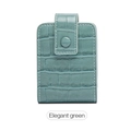 Elegant green crocodile pattern PU leather lipstick pouch with mirror and white stitching - Green