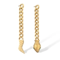 Dettaglio di orecchini a serpente placcati oro 18K con occhi verdi e squame - Orecchini / Oro