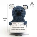 Handmade crochet koala doll with motivational card, 8cm height, blue and white yarn - Koala A Card