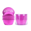Pirottini per muffin in alluminio rosa metallizzato in confezione a tubo trasparente - Rivestimento in alluminio / Rosa