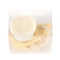 Manual wooden face brush with ultra-fine white bristles in clear plastic gift box - PVC Box / Flat Style / White