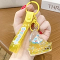 Cute yellow sailboat liquid quicksand keychain with stars and model inside - Quicksand Sailboat - Yellow