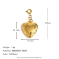 Detailed view of 18K gold plated stainless steel heart locket with ornate floral engraving - Heart Filigree Locket Style (N3429)
