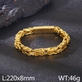 Bracciale bizantino in acciaio inossidabile dorato largo 8 mm con chiusura a scatto - Oro (KB169946-KFC)