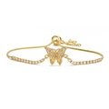 Elegant gold butterfly bracelet featuring sparkling zircon stones and adjustable tennis chain - Butterfly-Tennis Chain