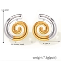 Orecchini a spirale geometrica bicolore argento e oro in acciaio al titanio - Contrasto Oro e Argento