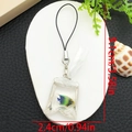 Blue resin fish charm pendant with phone strap featuring realistic ocean bag design - Phone Lanyard / Dark Green Blue Fish Phone Strap