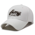 White cotton baseball cap with premium brown Fumy embroidery and classic curved brim - Adjustable / White