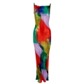 Robe longue plissée ajustée avec un imprimé dégradé abstrait aux couleurs éclatantes - Teinture Abstraite Rouge