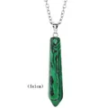 Green malachite style hexagonal crystal pendant with silver chain measuring 5x1cm - Large Malachite