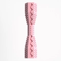 Pink durable rubber pet chew toy with hexagon shape and teeth cleaning textures - M / Sakura Pink