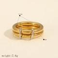Afmetingen van gouden meerlaagse ring met 17,5mm diameter en 7,6g gewicht in detail - Maat 7 / Gouden Dubbele Ring Ontwerp (TR4432-G-7)
