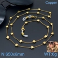Cadena dorada para gafas de acero inoxidable con estrellas, mosquetones y aros de silicona - Dorado (KSC027-Z)