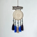 Boho Evil Eye Dreamcatcher with wood sticks and cream tassels for wall decoration - 9545L With Wood Stick