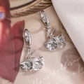 Boucles d'oreilles pendantes en argent motif feuille de ginkgo avec pierres zircon - Feuille de Ginkgo Argentée