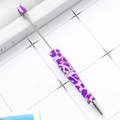 DIY beadable pen with purple and pink leopard print pattern and chrome accents - Purple Leopard Retractable Pen (102)