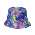 Psychadelic mushroom print bucket hat with colorful tie-dye patterns and reinforced brim - 58cm / Multicolor Tie-dye Mushroom Print