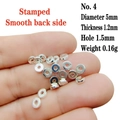 Detail view of 5mm silver plated alloy spacer bead with S925 stamp for DIY jewelry making - 4# (Diameter 5mm/Stamped)