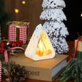 White Christmas lantern with reindeer forest scene and warm LED light decoration - Reindeer and Sleigh / White