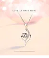 S925 silver heart necklace with sparkling round zircon pendant on soft pink background - Silver Heart With Side Stones Pendant + O-Chain