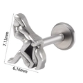 Silver stainless steel stud earring with a female silhouette measuring 7.13mm by 6.16mm - Woman Silhouette (#24) / 1.2*8mm / Silver