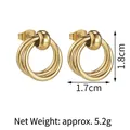 Macro view of triple-layer 14K gold-plated irregular geometric stud earrings measuring 1.8cm - Style A (Triple Hoop)