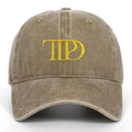 Detailed embroidery on vintage brown washed cotton baseball cap with curved brim - One Size / Khaki