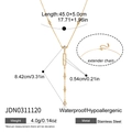 Gedetailleerde maatgids voor gouden Y-ketting met afmetingen, gewicht en materiaal - Holle Ovale Strass Stijl (JDN0311120)