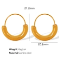 Golden titanium steel hoop earrings with 21.2mm diameter and polished finish - Gold Earrings